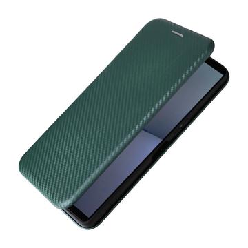 Sony Xperia 1 VI Flip Cover - Karbonfiber - Grøn