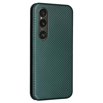 Sony Xperia 1 VI Flip Cover - Karbonfiber - Grøn