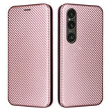 Sony Xperia 1 VI Flip Cover - Karbonfiber - Rødguld
