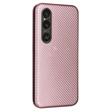 Sony Xperia 1 VI Flip Cover - Karbonfiber - Rødguld