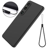 Sony Xperia 1 VI Liquid Silikone Cover med Strop - Sort