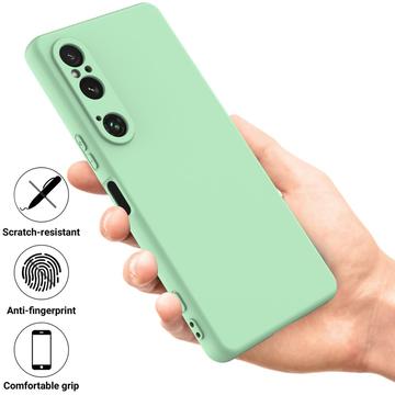 Sony Xperia 1 VI Liquid Silikone Cover med Strop - Grøn