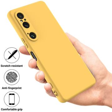 Sony Xperia 1 VI Liquid Silikone Cover med Strop - Gul