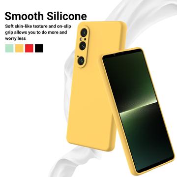 Sony Xperia 1 VI Liquid Silikone Cover med Strop - Gul