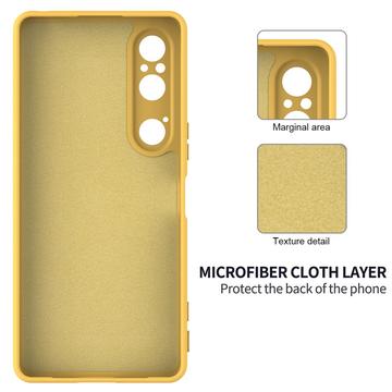 Sony Xperia 1 VI Liquid Silikone Cover med Strop - Gul
