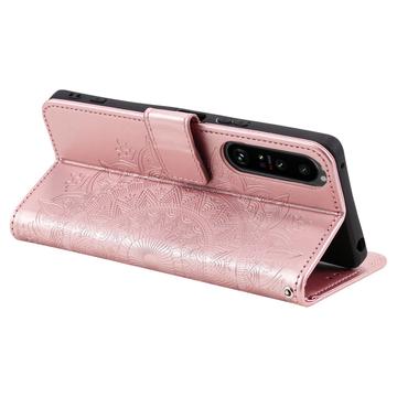 Sony Xperia 1 VI Mandala Series Etui med Pung - Rødguld