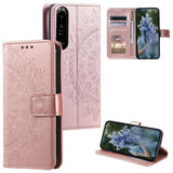 Sony Xperia 1 VI Mandala Series Etui med Pung - Rødguld
