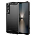 Sony Xperia 1 VII Børstet TPU Cover - Karbonfiber - Sort