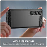 Sony Xperia 1 VII Børstet TPU Cover - Karbonfiber - Sort