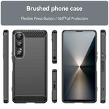 Sony Xperia 1 VII Børstet TPU Cover - Karbonfiber - Sort