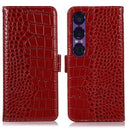 Sony Xperia 1 VII Crocodile Series Læderpung med RFID - Rød