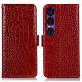 Sony Xperia 1 VII Crocodile Series Læderpung med RFID - Rød