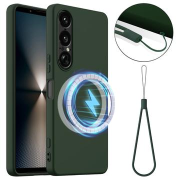 Sony Xperia 1 VII Liquid Silikone Cover - MagSafe Kompatibel - Mørkegrøn