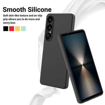 Sony Xperia 1 VII Flydende silikone cover med håndrem - sort