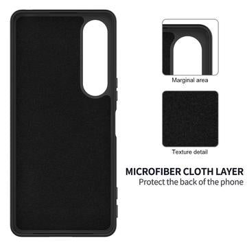 Sony Xperia 1 VII Flydende silikone cover med håndrem - sort