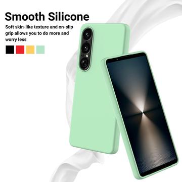 Sony Xperia 1 VII Flydende silikone cover med håndrem - grøn