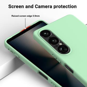 Sony Xperia 1 VII Flydende silikone cover med håndrem - grøn