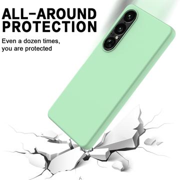 Sony Xperia 1 VII Flydende silikone cover med håndrem - grøn