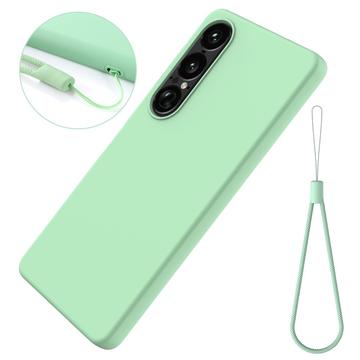 Sony Xperia 1 VII Flydende silikone cover med håndrem - grøn