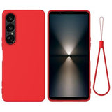Sony Xperia 1 VII Flydende silikone cover med håndrem - rød