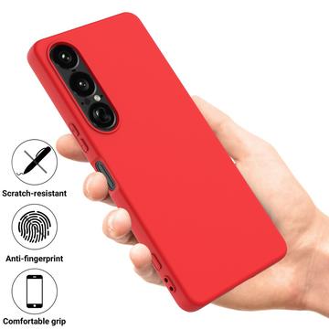 Sony Xperia 1 VII Flydende silikone cover med håndrem - rød