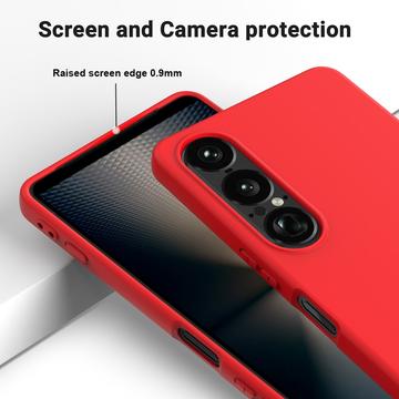 Sony Xperia 1 VII Flydende silikone cover med håndrem - rød