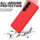 Sony Xperia 1 VII Flydende silikone cover med håndrem - rød