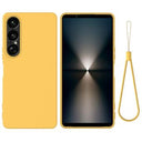Sony Xperia 1 VII Flydende silikone cover med håndrem - gul