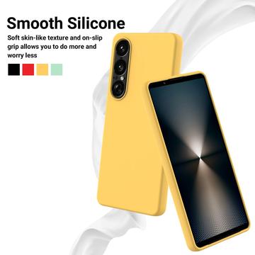 Sony Xperia 1 VII Flydende silikone cover med håndrem - gul