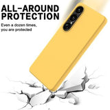 Sony Xperia 1 VII Flydende silikone cover med håndrem - gul