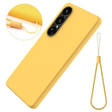 Sony Xperia 1 VII Flydende silikone cover med håndrem - gul