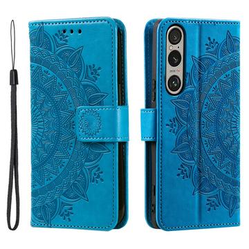Sony Xperia 1 VII Mandala Series Etui med Pung - Blå