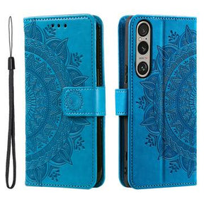 Sony Xperia 1 VII Mandala Series Etui med Pung - Blå