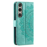 Sony Xperia 1 VII Mandala Series Etui med Pung - Grøn