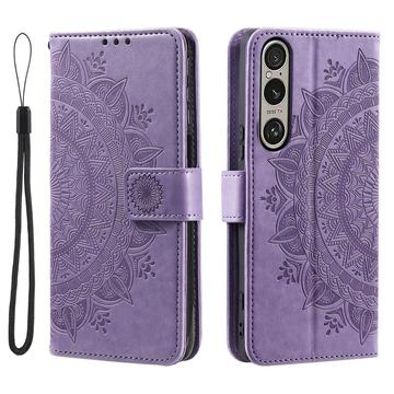 Sony Xperia 1 VII Mandala Series Etui med Pung - Lilla