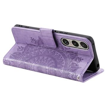 Sony Xperia 1 VII Mandala Series Etui med Pung - Lilla