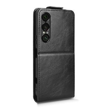 Sony Xperia 1 VII lodret flip-etui med stativ - sort
