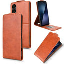 Sony Xperia 1 VII lodret flip-etui med stativ - Brun