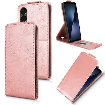 Sony Xperia 1 VII lodret flip-etui med stativ - rosaguld