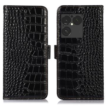 Sony Xperia 1 VIII Crocodile Series Læderpung med RFID - Sort