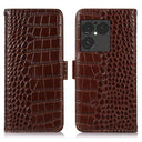Sony Xperia 1 VIII Crocodile Series Læderpung med RFID - Brun