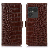 Sony Xperia 1 VIII Crocodile Series Læderpung med RFID - Brun