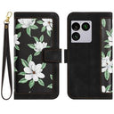 Sony Xperia 1 VIII Blomstret pung etui med kortholdere - Sort