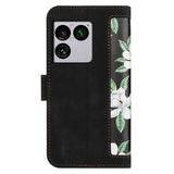 Sony Xperia 1 VIII Blomstret pung etui med kortholdere - Sort