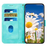 Sony Xperia 1 VIII Blomstret pung etui med kortholdere - grøn