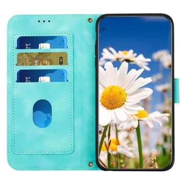 Sony Xperia 1 VIII Blomstret pung etui med kortholdere - grøn