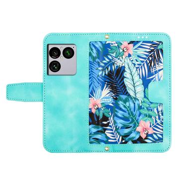 Sony Xperia 1 VIII Blomstret pung etui med kortholdere - grøn