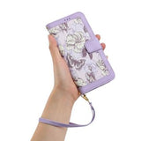 Sony Xperia 1 VIII Blomstret pung etui med kortholdere - lyslilla