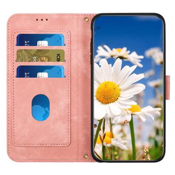 Sony Xperia 1 VIII Blomstret pung etui med kortholdere - pink