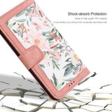 Sony Xperia 1 VIII Blomstret pung etui med kortholdere - pink